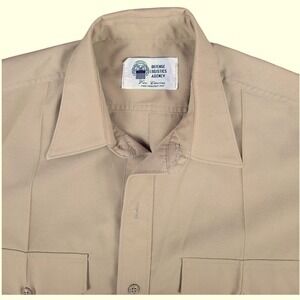 Defense Logistics Agency Mens Long Sleeve Khaki Shirt Military Style